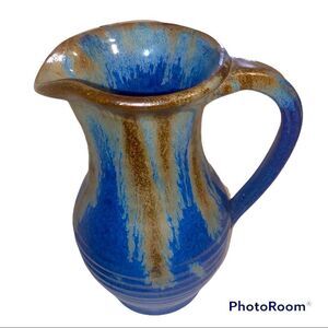 Signed Pigeon River Pottery Tall Pitcher- COBALT BLUE Glazed with Drip